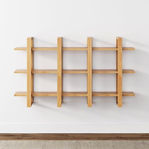 Miniatura 1 de Nathan James Theo estantería flotante con 4estantes, para montaje en pared, con marco industrial de tubo de metal y madera natural, nuez moscadanegro