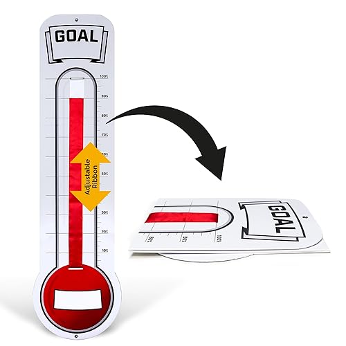 Miniatura 1 de Termómetro de recaudación de fondos, rastreador de objetivos, termómetro montado en la pared, termómetro gigante de objetivos de ventas con