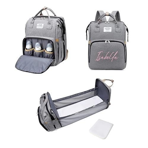 Personalized 3 in 1 Diaper Bag Backpack with Changing Station Multifunction Large Baby Diaper Bags for Boys & Girls Portable, Custom Lightweight Changing Bag Newborn Baby Essential Gifts