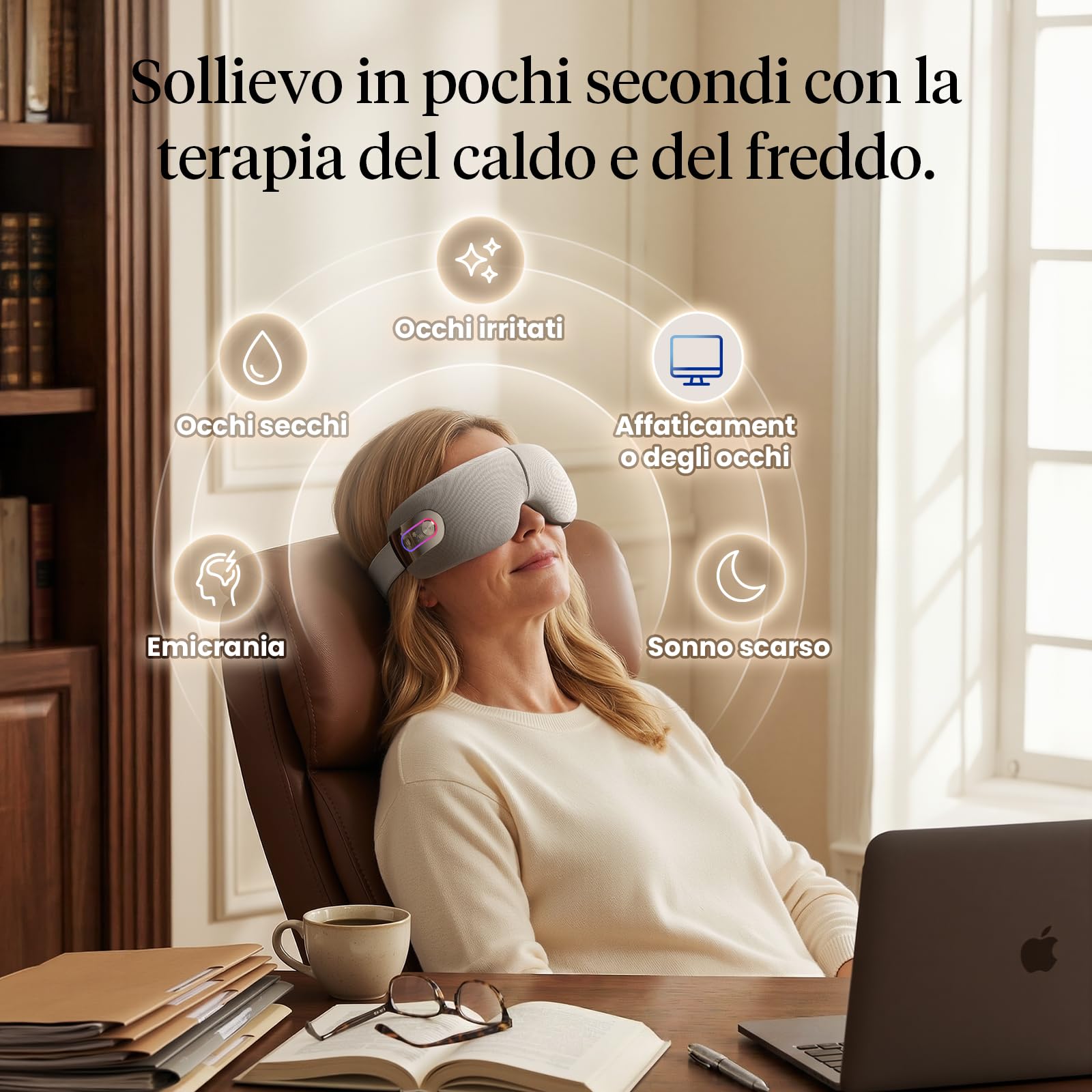 BOB AND BRAD EYEFLOW Massaggiatore occhi con Caldo e Freddo, Maschera per Occhi a Compressione Fredda a Semiconduttore per Sollievo da Emicrania, Occhi Secchi e Occhiaie, Regalo Uomo Donna