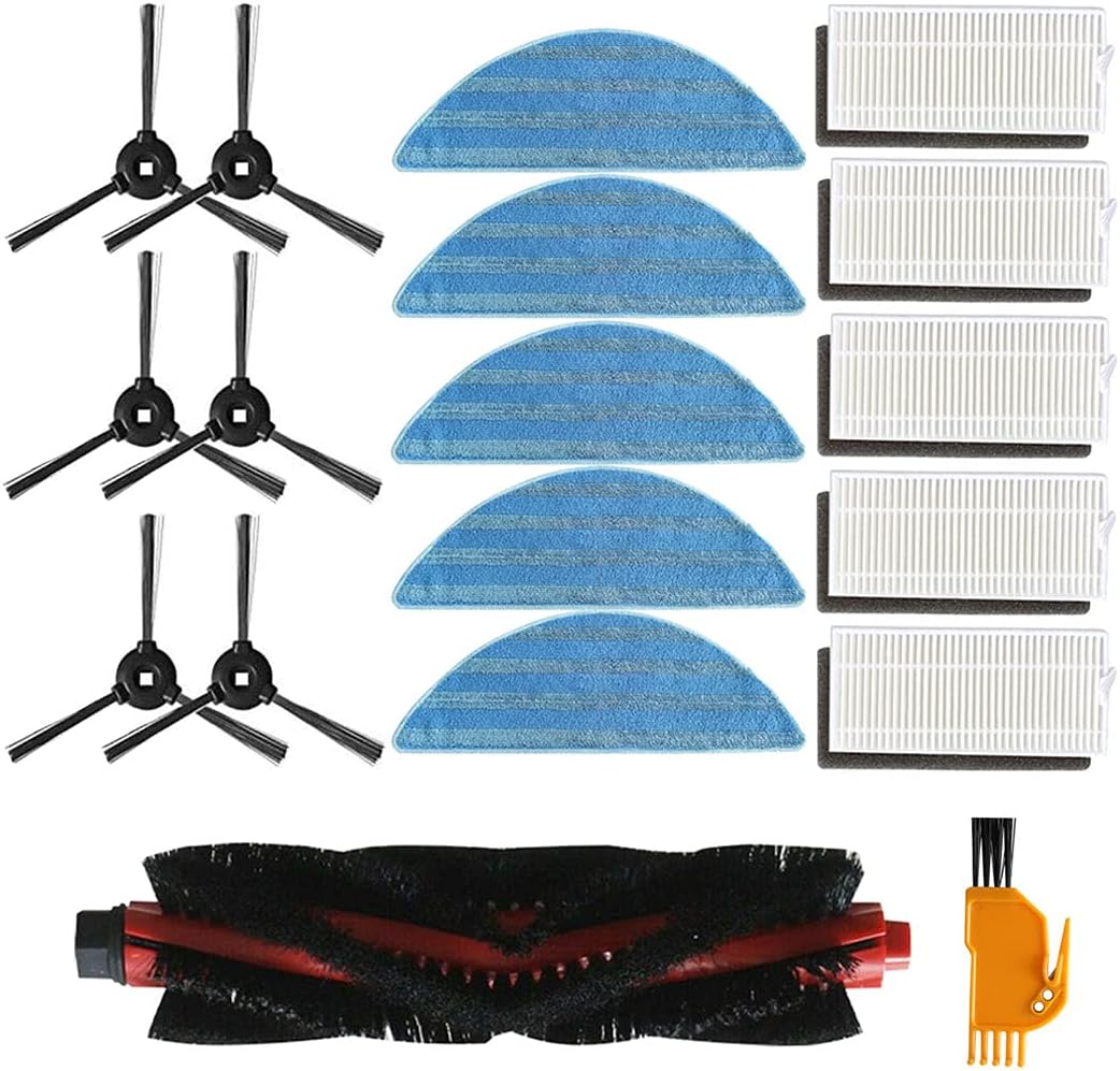 18Pcs Replacement Parts for Lefant M200 M201 M501 M520 T700 Robot Vacuum Cleaner, Main Brush Side Brush Mop Cloth Filters