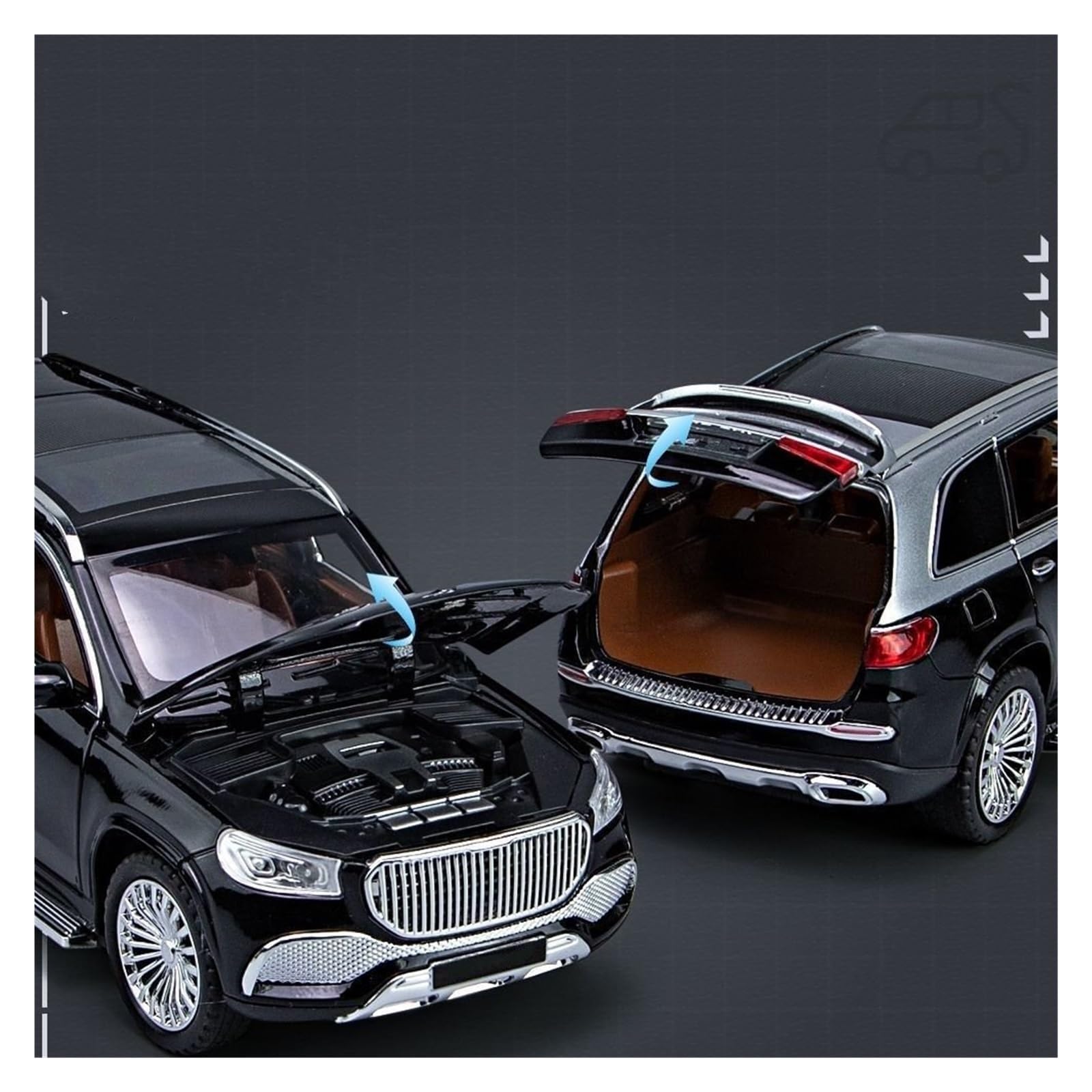 Automodello Modellini Diecast 1:24 Per Maybach GLS600 Modellino Auto In Lega Pressofusa Oggetto Da Collezione Per Hobbisti Modello Auto(D'argento)