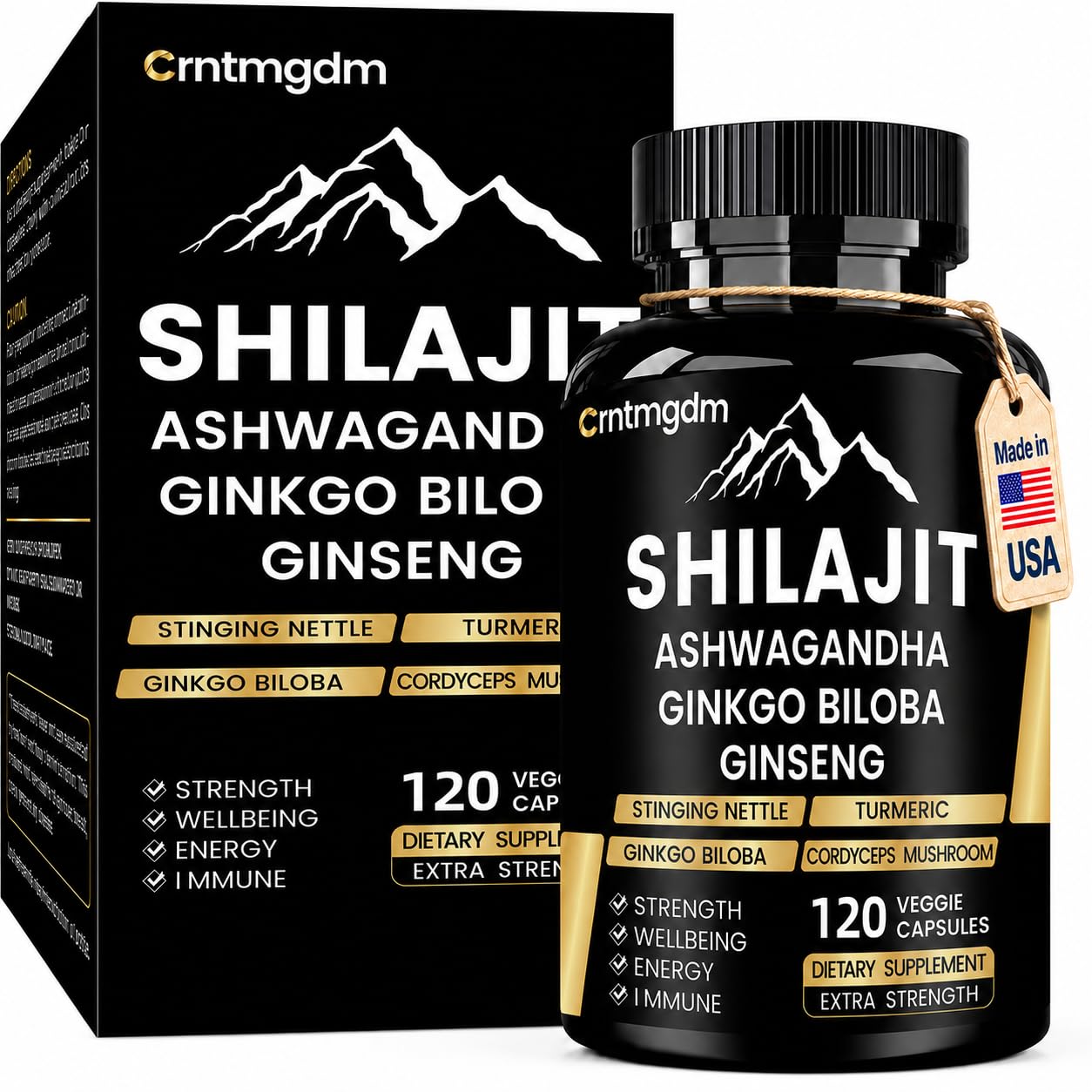 Shilajit Capsules - 20,000mg Pure Himalayan Organic Shilajit for Men & Women with Ashwagandha, Supports Vitality and Wellness, Premium Shilajit Pure Himalayan Supplement, 120 Capsules