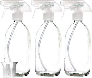 Nomara Organics BPA-Free Clear Glass Spray Bottles 3 x 300ml. Empty, Reusable in Kitchen, Bathroom, Garden for Oil and Vinegar, Plant Watering, Ironing and Cleaning Products.