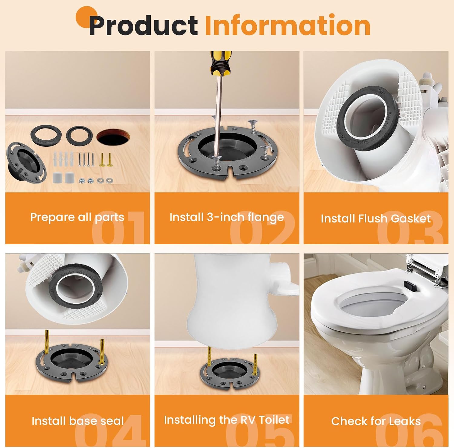 385345892 34120 Waste Ball Seal 3Inch Socket Floor Flange Kit for 320 310 300 RV Toilet Seal Replaces 385311658 385345892 RV Toilet Seal and Socket Floor Flang