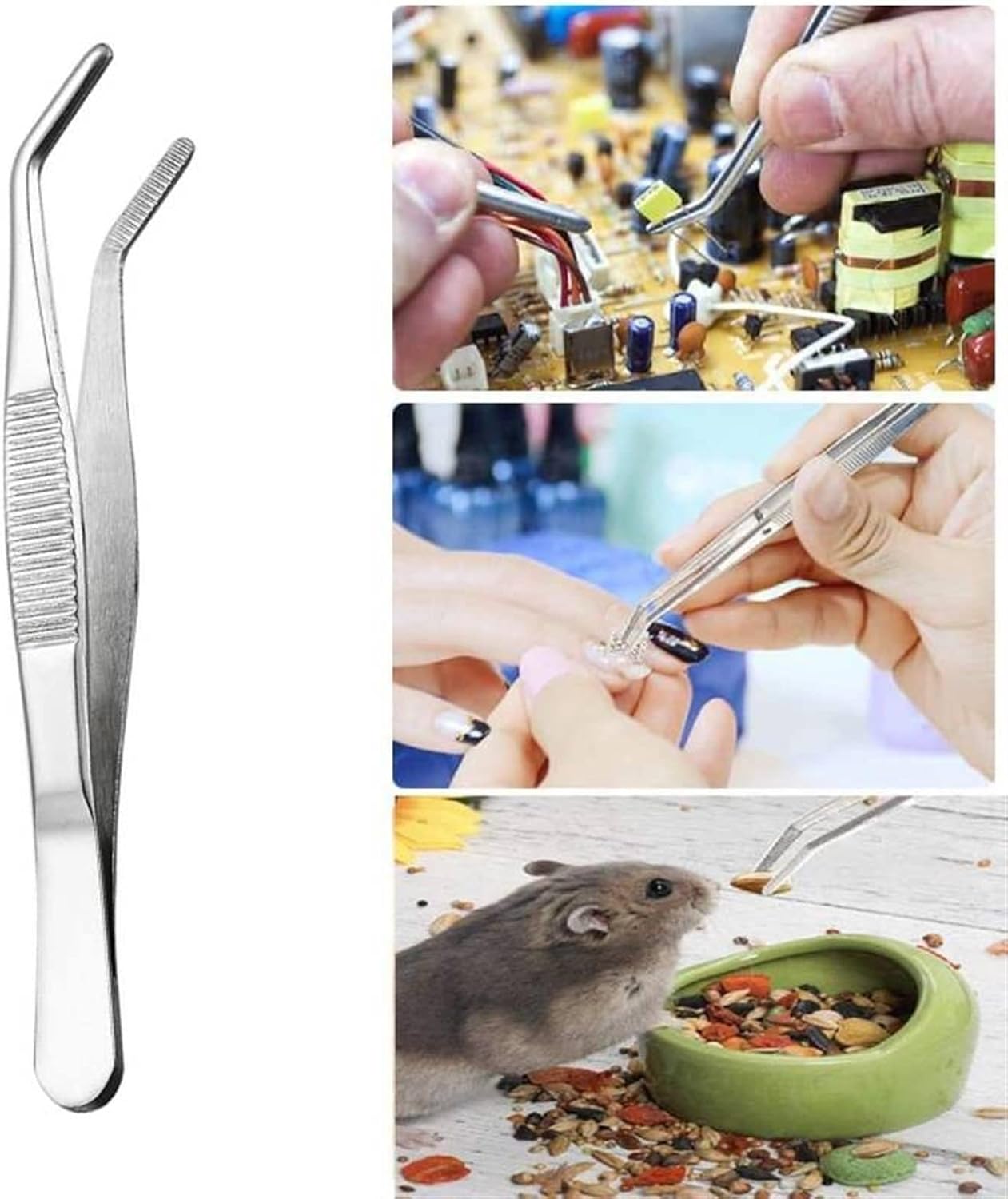 INLIMA Tweezers Process pliers Stainless steel tweezers with arc serrated feeding pliers for electronic maintenance of sewing machines