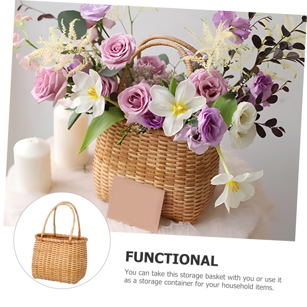 KOMBIUDA Cesta Tejida de Madera para Flores, Porta Flores Decorativo y Útil para Almacenamiento en Hogar