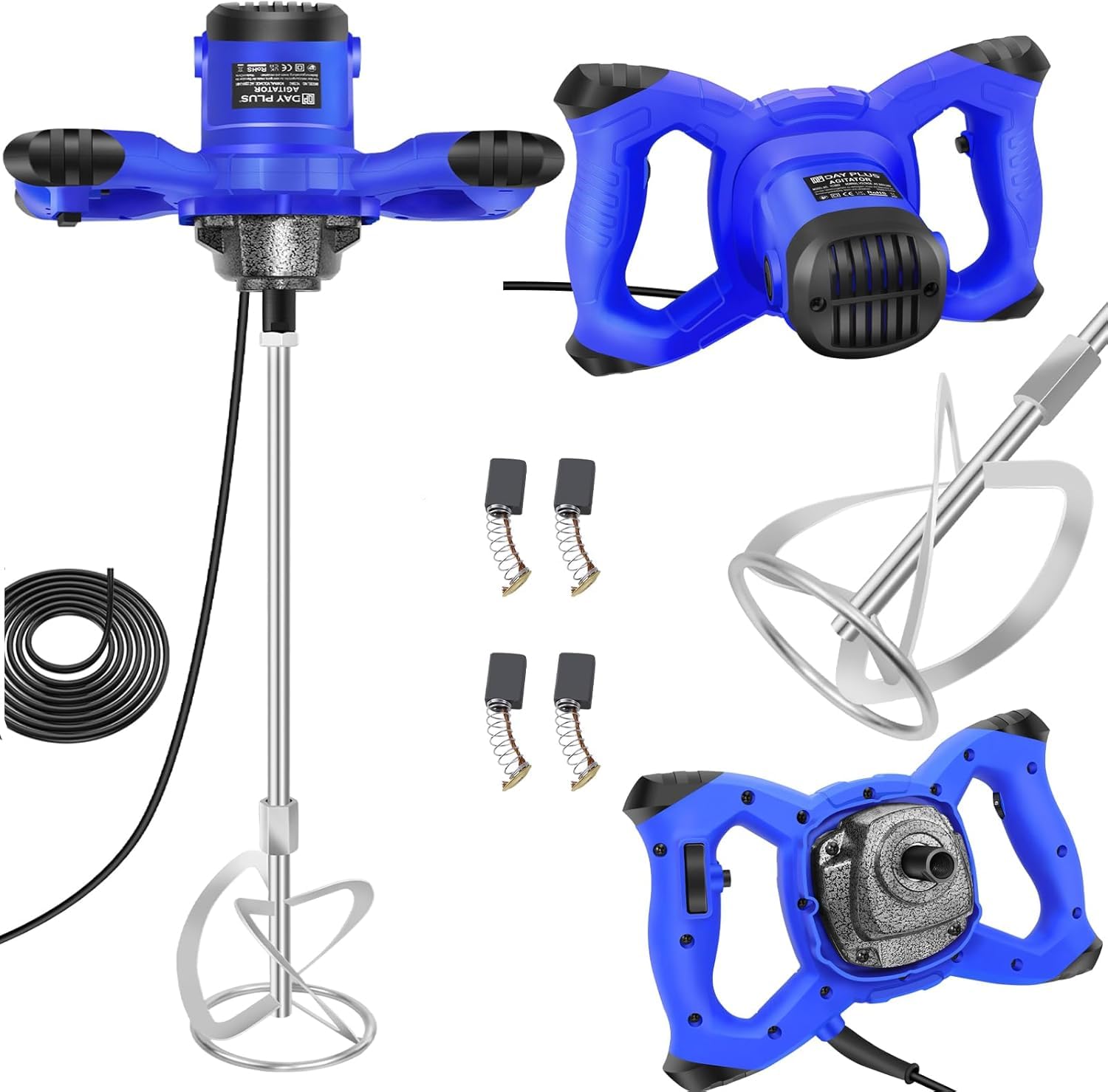 Mezclador de cemento de 3000 W, agitador eléctrico para mortero y pintura, 6 velocidades continuas, ideal para mezclar piensos, yeso, pintura, cemento, mortero y más
