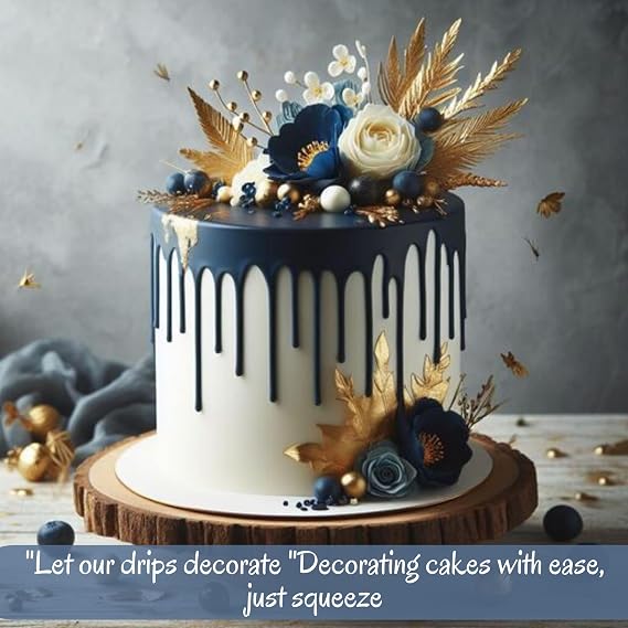 Confect Edible Night Shine Navy Drip for Cakes & Cupcakes Premium Cake Decorating Drip for Doughnuts, Desserts & Pastries Vibrant Navy Blue Edible Drizzle 3.71 Oz