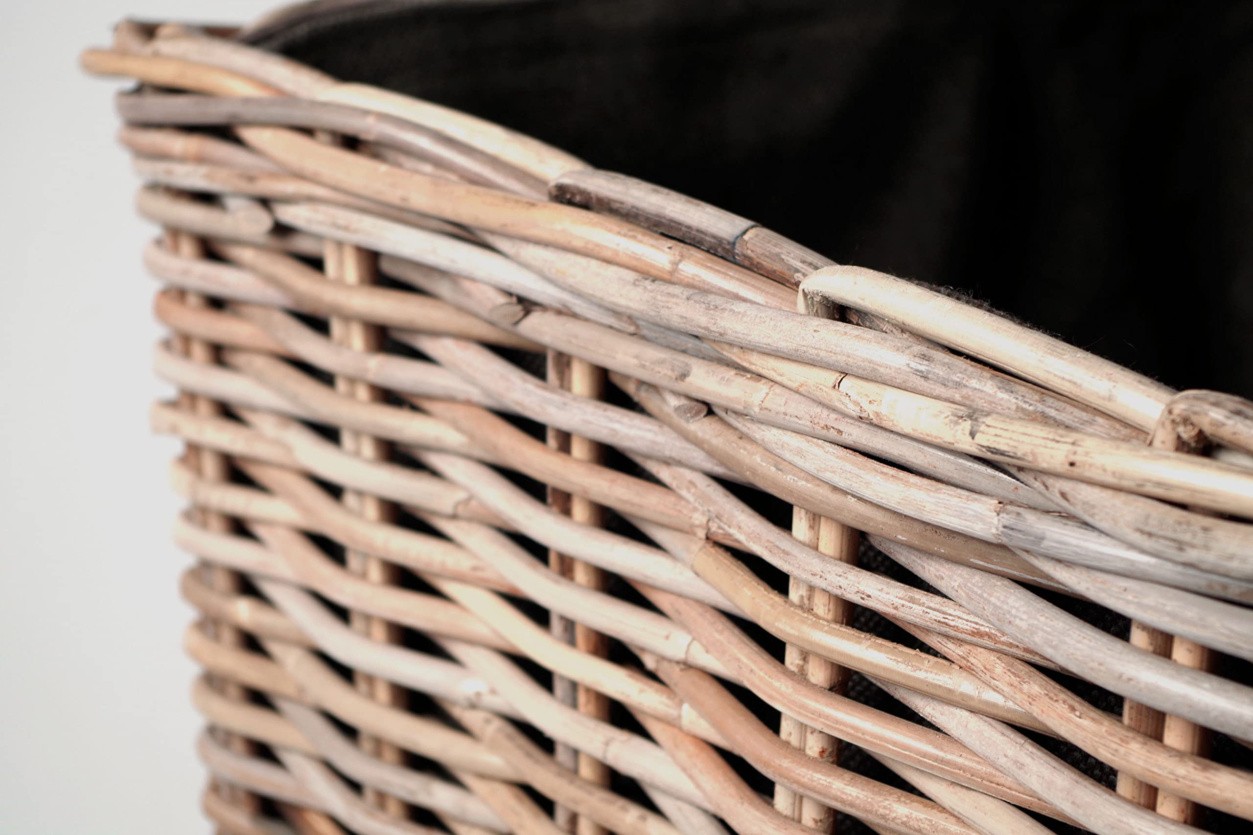 Kobolo Kaminholzwagen Holzkorb mit Rollen für Kaminholz Rattan Grey