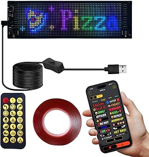 Programmable LED Signage System: 13.7"x4.01" Bluetooth Flexible Matrix Panel - Custom Scrolling Text & Animations for Store, Car, Hotel Events (USB 5V Powered)