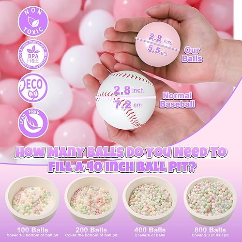 Miniatura 97 de GOGOSO 100 bolas de plástico para bebés y niñas pequeñas para casa de juegos, piscina para bebés, centros de diversión, para bebés, niños, niños 100