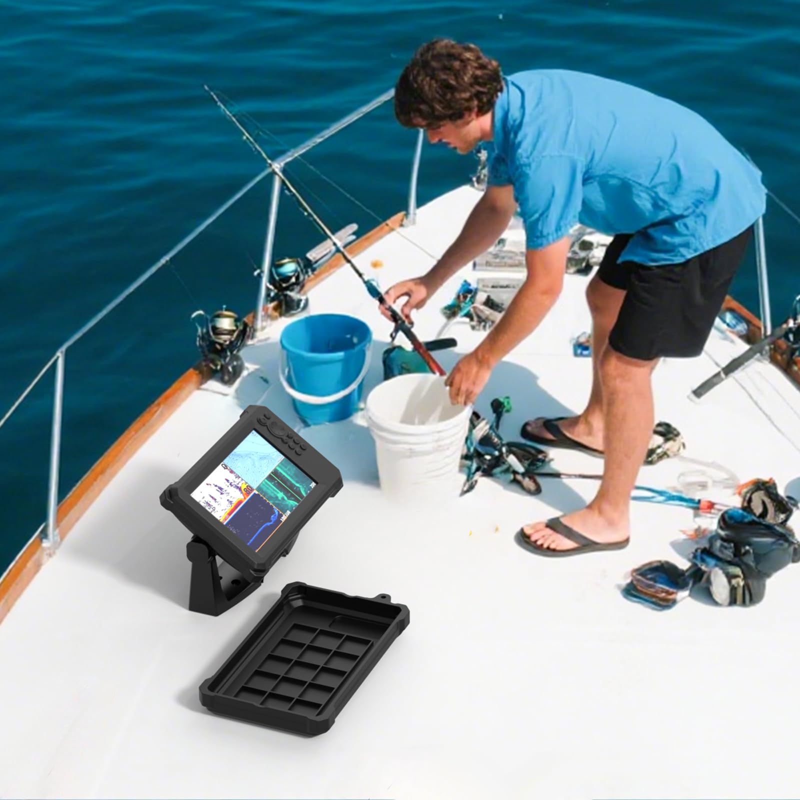 Silikon-Schutzhülle und Sonnenabdeckung für Lowrance Eagle Eye 22,9 cm und Eagle 22,9 cm, mit Anti-Verlust-Sicherheitsschnalle