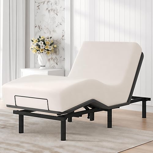 Softa Twin XL Adjustable Bed Frame, Head & Foot Lift, Electric Bed Base with Remote Control, Whisper Quiet Motor, Oxford Fabric Bedspread, Mattress Holder, Easy Assembly