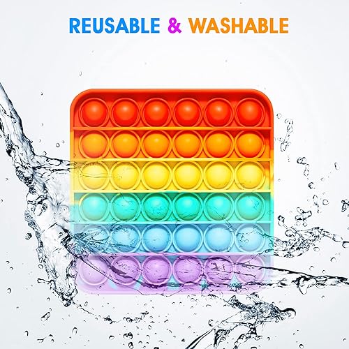 Miniatura 3 de Juguete sensorial Push Pop Bubble Fidget - para autismo, estrés, ansiedad, niños y adultos (cuadrado arcoíris)