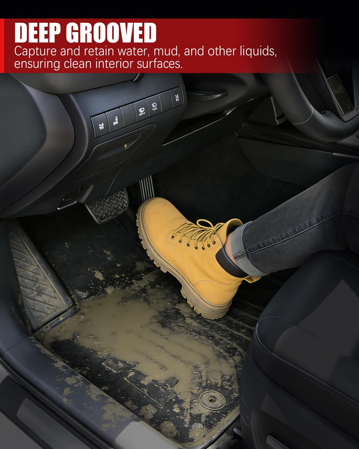 Floor Mats Compatible with 2018-2024 Toyota Camry (Not for Hybrid), All Weather TPE Liners, Black