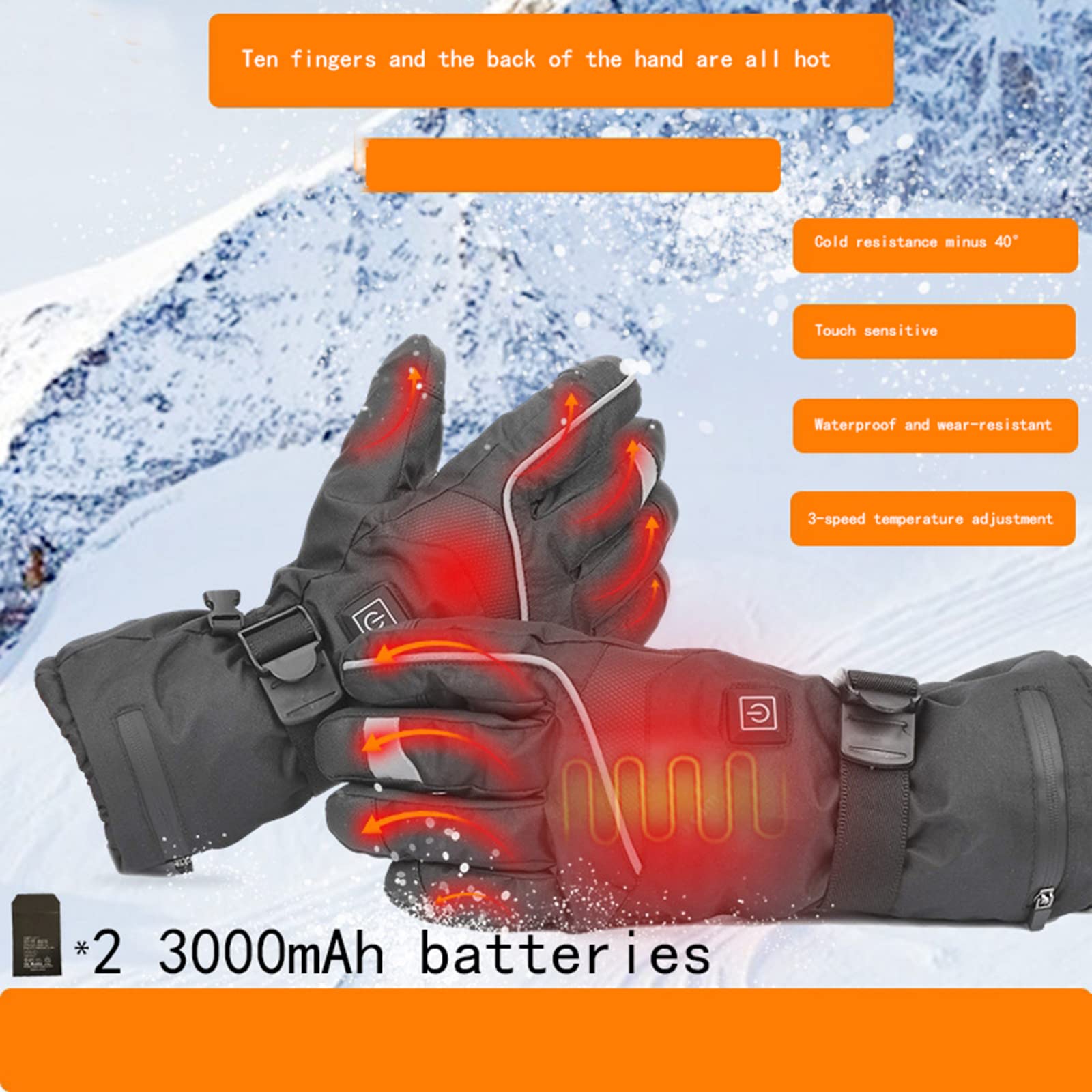 CHEWYNP Guanti scaldamani alimentati Tramite USB Guanti per Abbigliamento Esterno riscaldati Guanti Invernali per Uomini e Donne - Guanti Caldi e Impermeabili per climi Freddi, Guanti Term