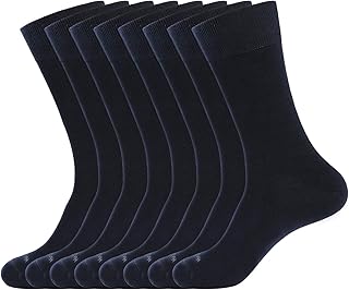 WANDER Men's Dress Socks Cotton Thin Classic Lightweight Socks 6/8 Pairs Solid & Patterned Soft Breathable Socks