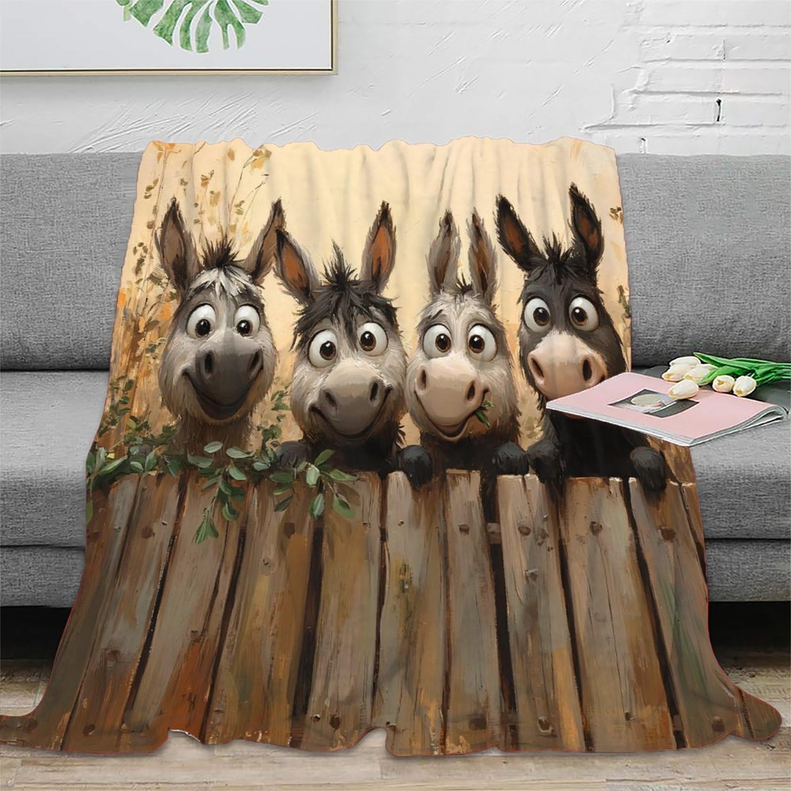 Couverture d'ânes 3D en microfibre compacte 150x200cm pour camping