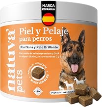 100% Natural Salmon Oil for Dogs - With Omega 3 (EPA and DHA) from Premium Salmon Oil and Algae, Biotin, Zinc and Vitamins C, E - Healthy Skin, Glowing Coat and Immune System - 120 Chews