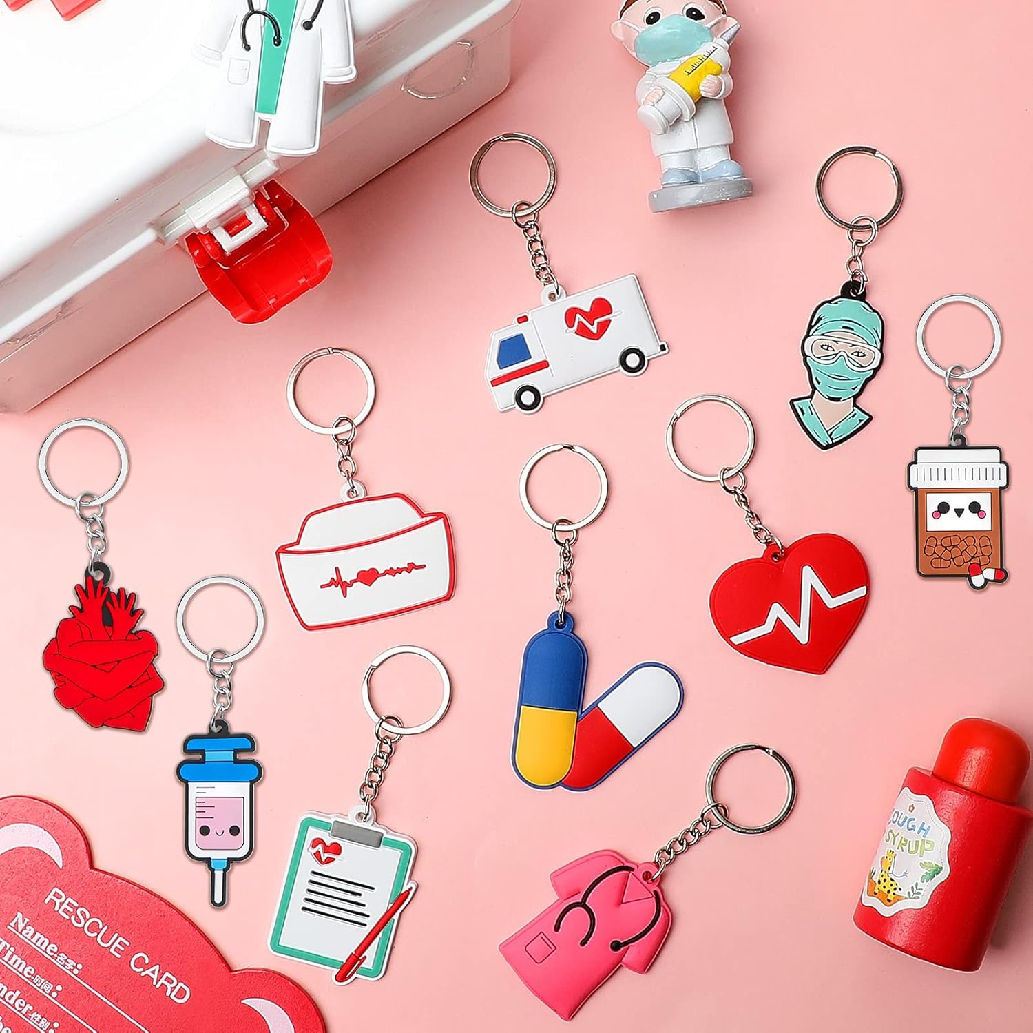 Henoyso 150 Pcs Nurse Silicone Keychain Gift Bulk for Women 2026 Nurse Week Appreciation Gifts for Cna Medical Staff Graduation Party (Cute)