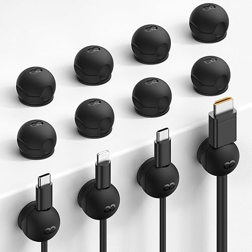 Miniatura 8 de Paquete de 8 clips organizadores de cables magnéticos - Lamicall [Mini-Silicona Suave] Gestión de cables para cable cargador de teléfono, soporte