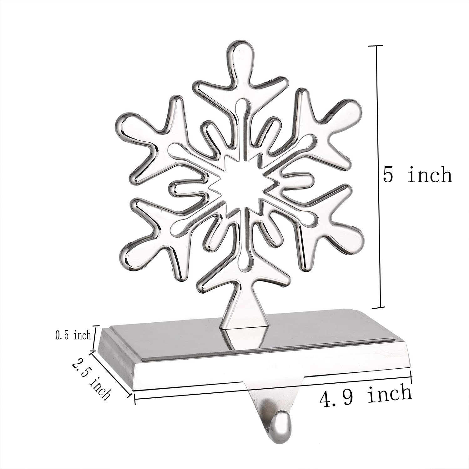 Yuokwer Snowflake Christmas Stocking Holders for Mantal,Silver Christmas Stocking Hanger for Fireplace Shelf Presents Hanger Hook Xmas Mantelpiece Fireplace Decorations (Silver - Image 2