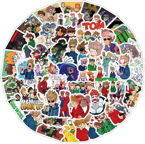 Miniatura 6 de Paquete de 62 calcomanías de anime Eddsworld, póster de manga de vinilo impermeable para botella de agua, laptop, teléfono, patineta, álbum de