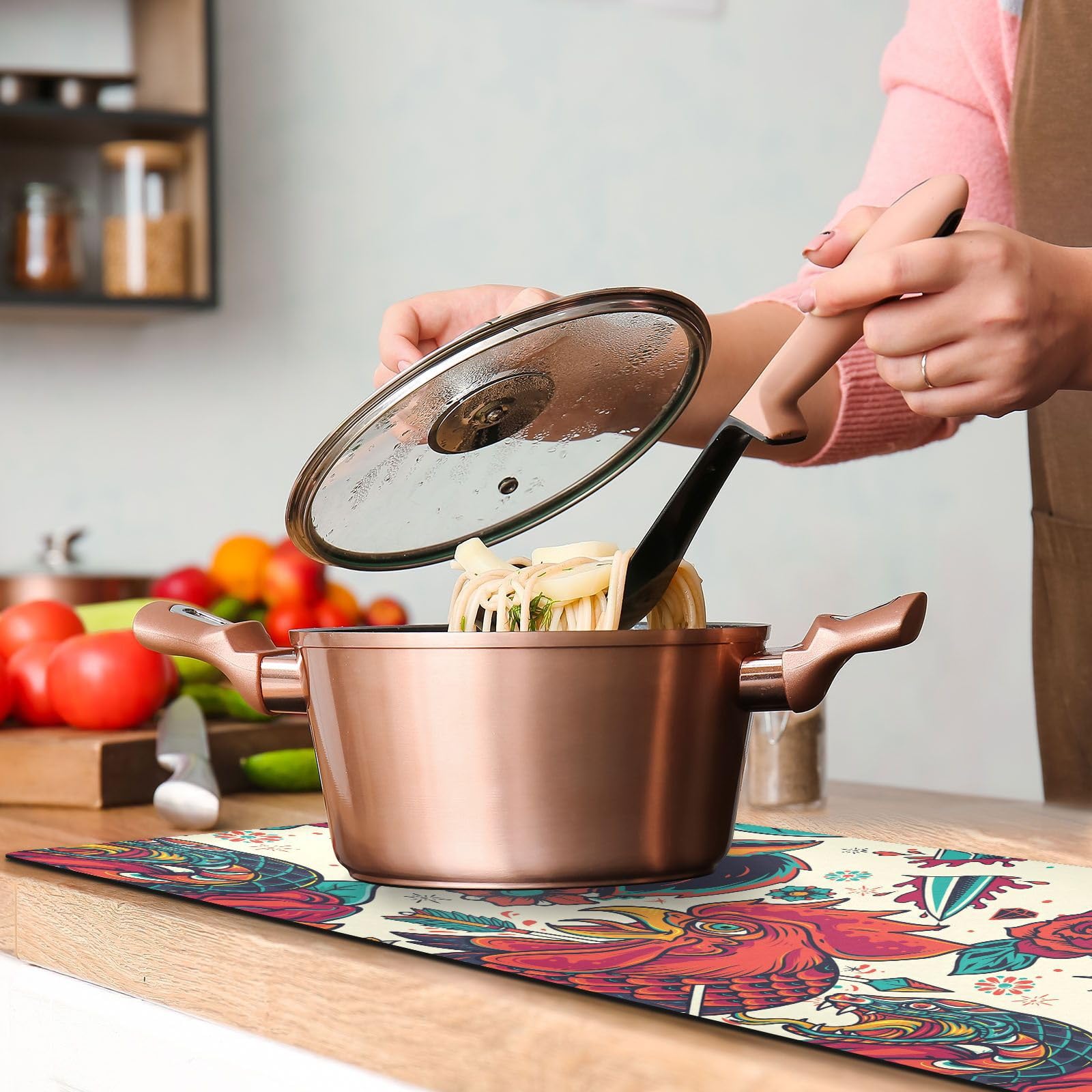 JJWNMLL Dessous De Plat Pour Plan De Travail De Cuisine 2 Pièces - Noir