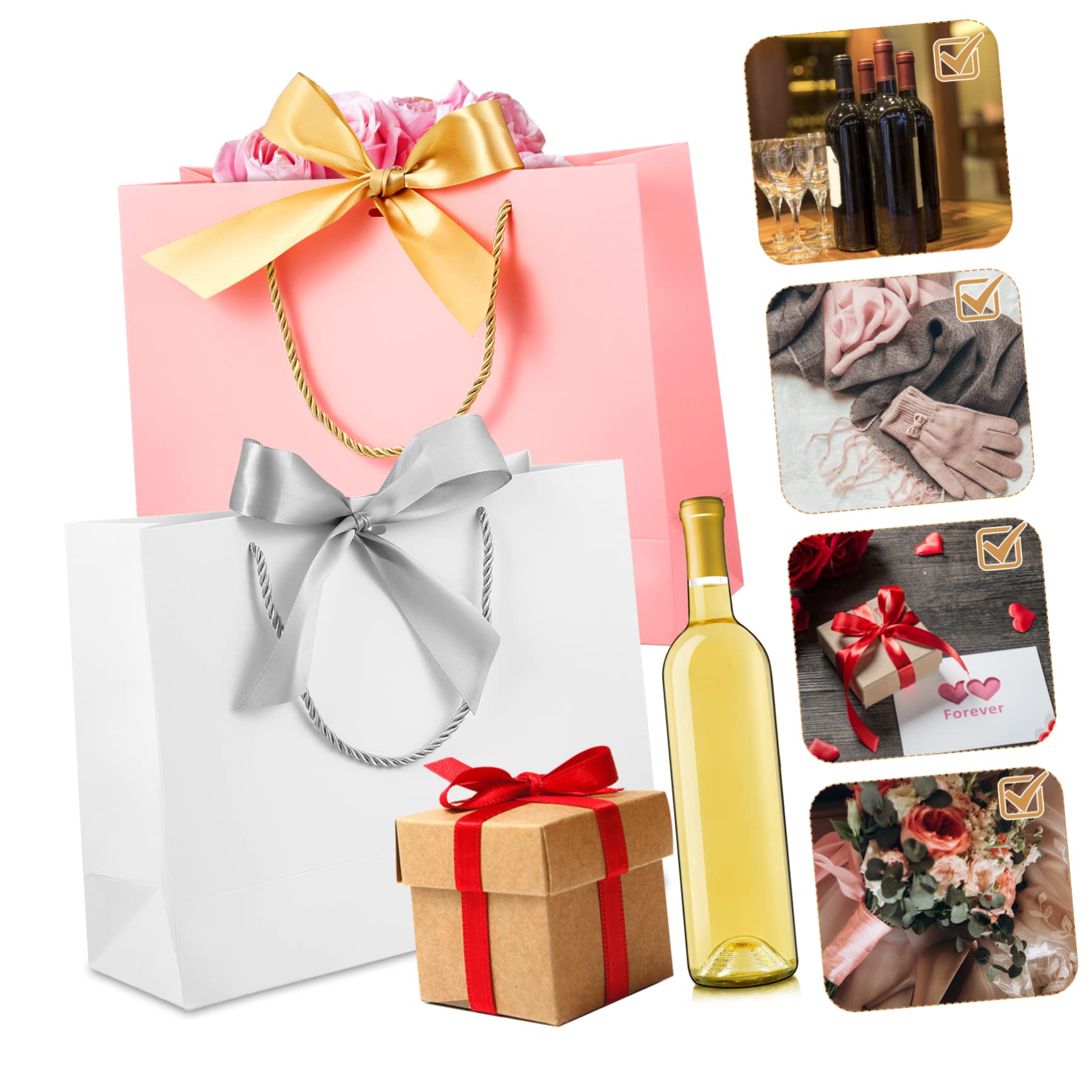 Healeved 10stücke Papier Geschenktüten Mit Henkeln Geschenktüten Mit Schleife Für Partys Geburtstage Feiertage Und Feste Zum Verpacken
