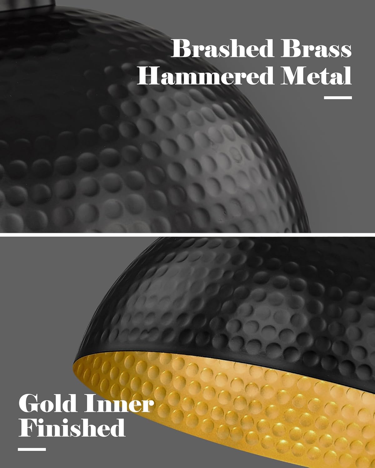 ELYONA 2 Pack Hammered Semi Flush Mount Light Fixture, 12 inch Farmhouse Ceiling Light Fixture with Modern Black and Gold Finish for Bedroom, Bathrooms, Hallway, Kitchen, Porch, Laundry, Foyer