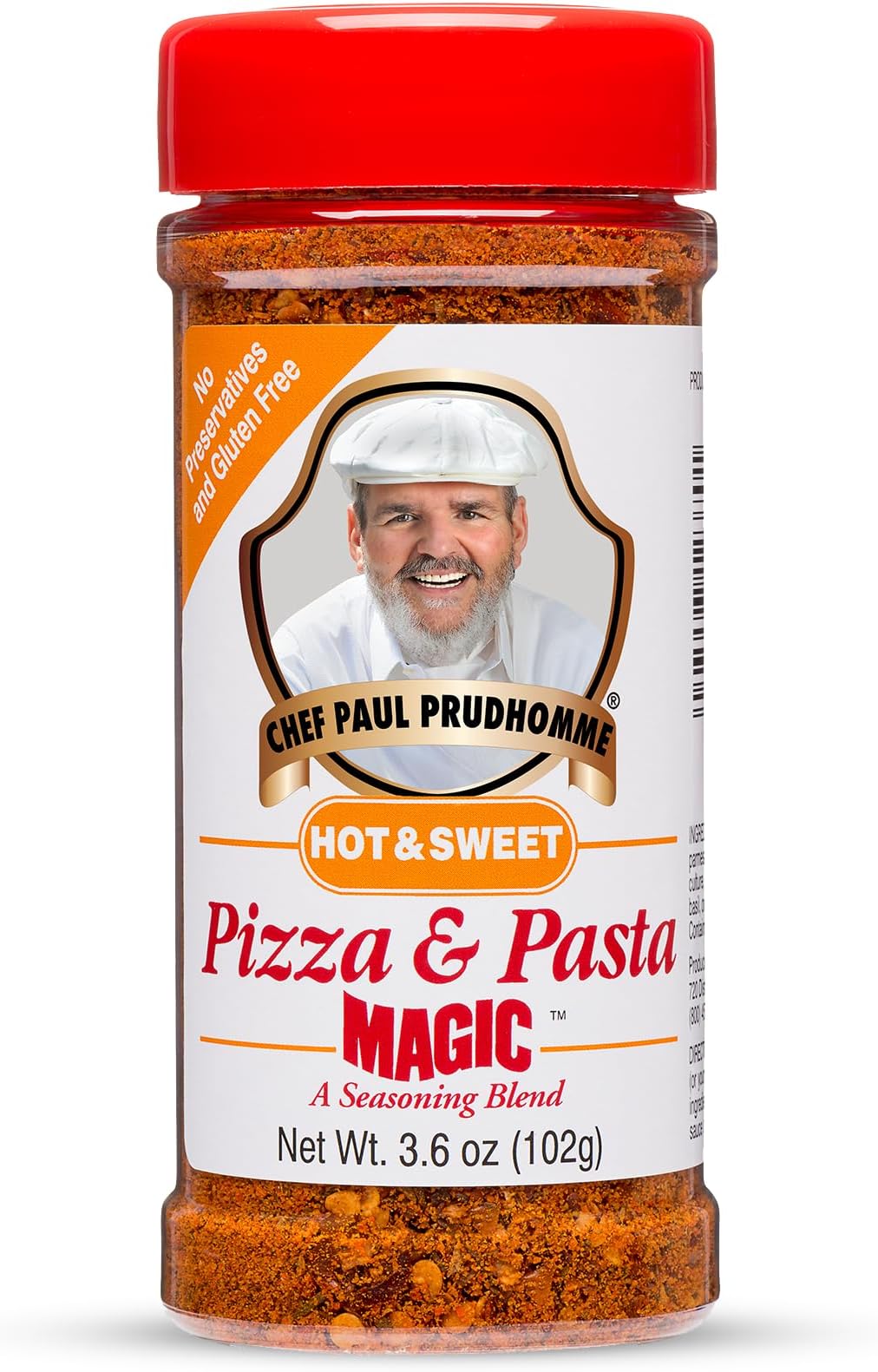 Chef Paul Magic Seasoning Blends Pizza & Pasta Magic Hot & Sweet | Italian Seasoning | Parmesan Cheese & Herbs Blend | No Added Salt & Preservatives | Perfect for Pizza, Pasta, Salads | 3.6 Oz (102 g)