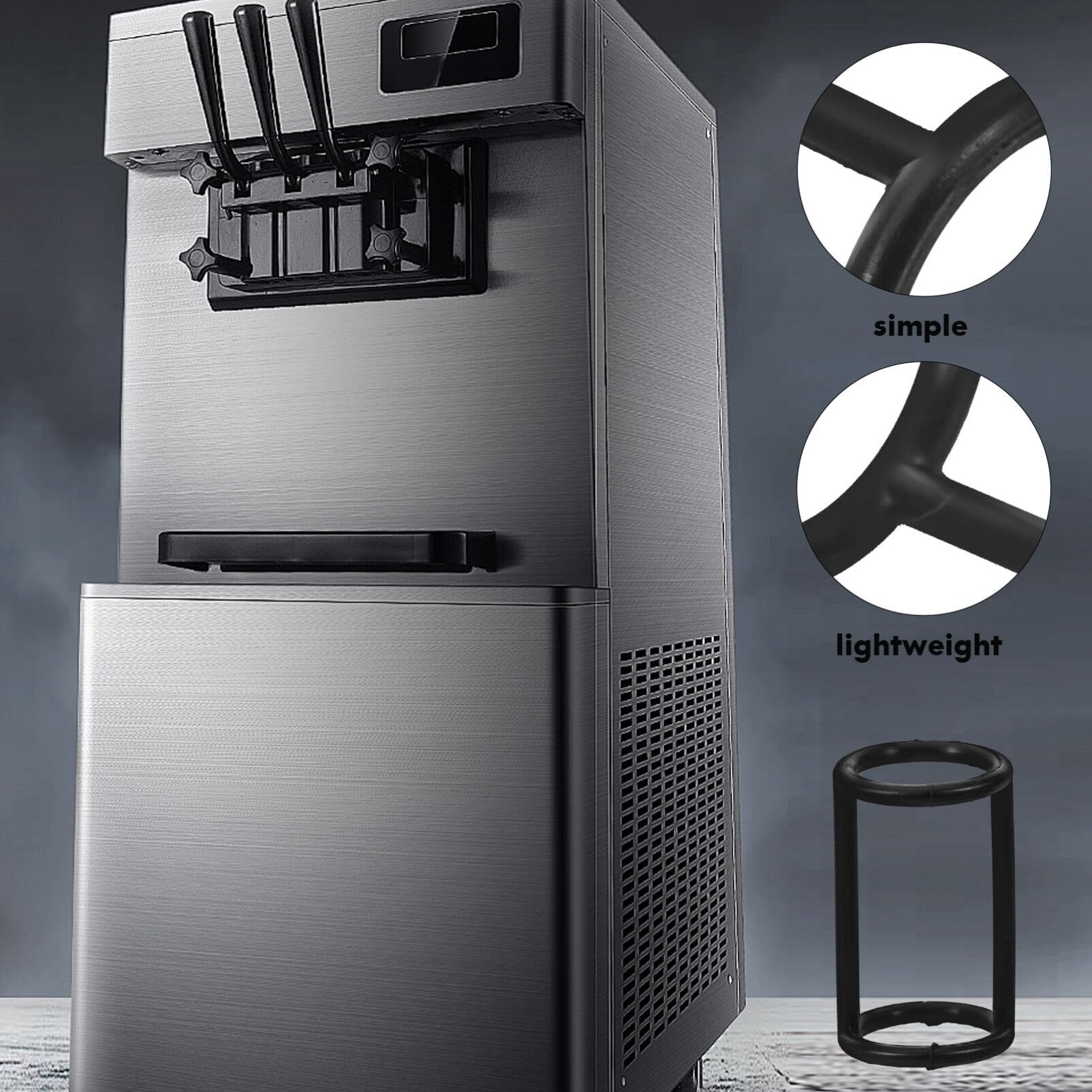 Garneck 2 Pcs Ice Cream Machine Silicone Ring Sealing Ring Tube for Soft Serve Ice Cream Maker Accessories, 4.00X2.30X2.30CM, Black