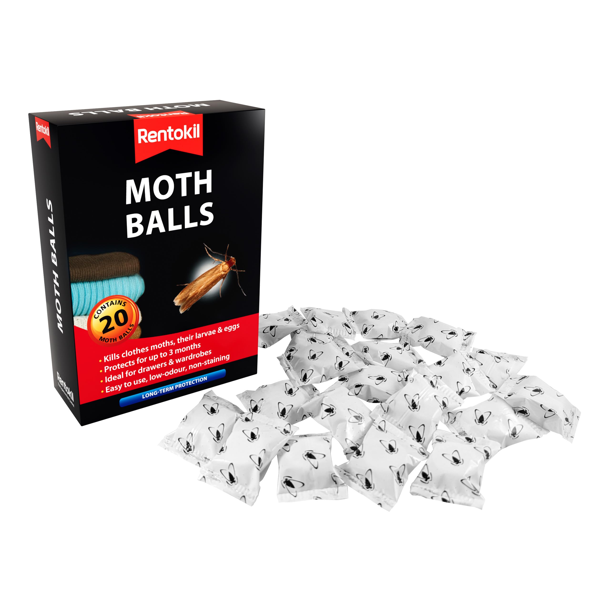 Rentokil RKLPSM97 Moth Balls (Pack of 20), Clear, 10.3x14.5x4.3 cm