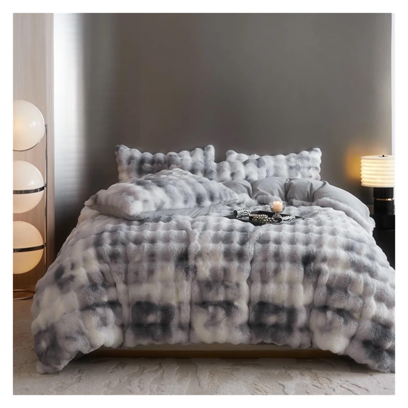 Amazon｜暖かいフェイクファー寝具セット ダブル クイーン キング