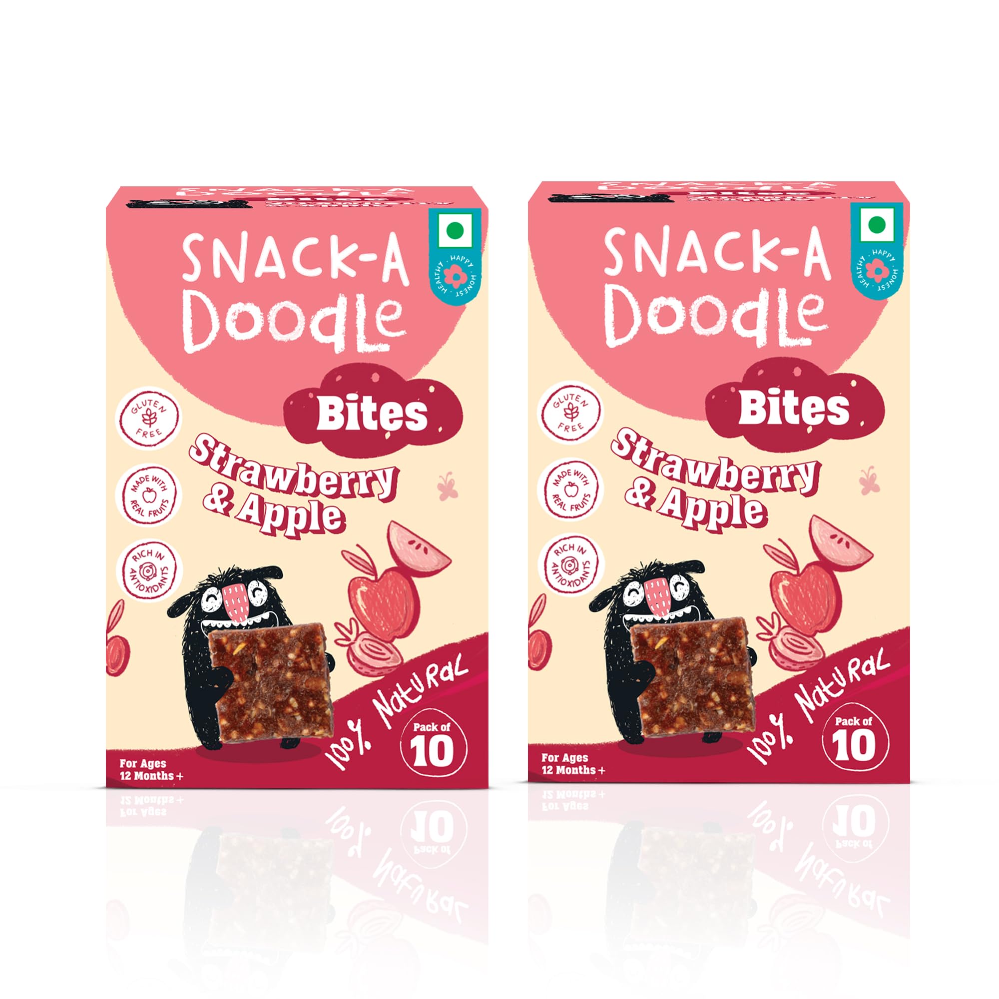 Snack-a-Doodle Strawberry Apple Bites X 2 | Nutritious Healthy Snacks for Kids | No Added Sugar | Sweetened with Fruits | Vegan & Gluten-Free | Perfect for Tiffin, Evening Snacks & Travel | 300g (B0CZTV6TSB) Amazon Price History, Amazon Price Tracker