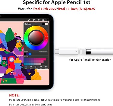 USB C Pencil Adapter for Apple Pencil 1st Gen Compatible with iPad 11th 10th Gen Only, USB-C to for Lightning Pencil Charger Adapter, Type-C Male iPencil Dongle Connector for iPad A16 with Pencil 1