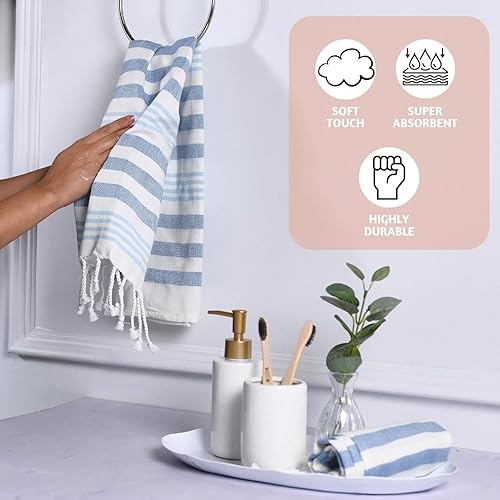 Miniatura 6 de Folkulture Toallas de mano para baño (16 x 30) Juego de 2 toallas de mano decorativas con lazo para colgar Juego de toallas de mano turcas 100%
