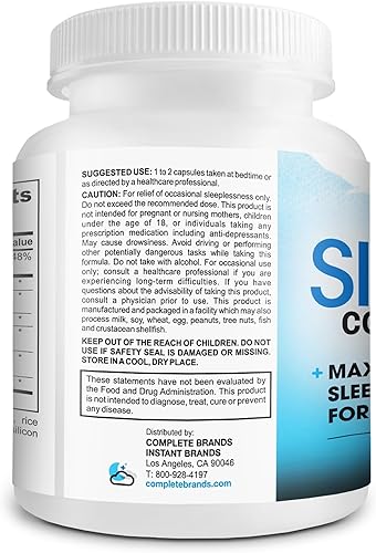 Miniatura 3 de Sleep Complete - Mezcla de fórmula natural de apoyo para el sueño 6 en 1 de L-teanina, 5-HTP, melatonina, magnesio, extracto de mucosa pruriens,