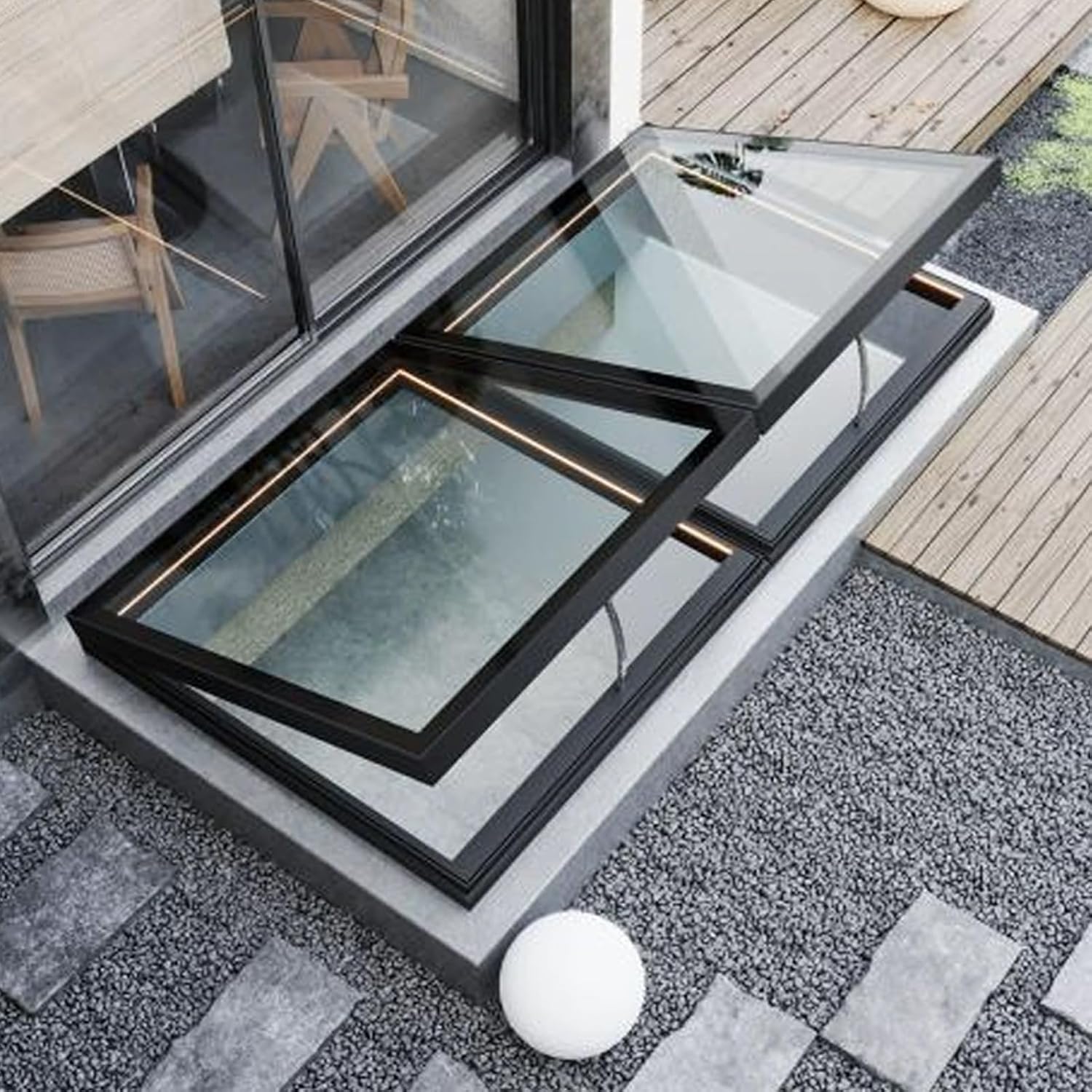 Skylight House Roof Window, Rooftop Hatch Lid, Manual Venting Multi-Angle Roof Viewing Window, Aluminum Alloy Frame + Tempered Glass, for Basement/Attic/Shed House(Brown,LxW 60x50cm/23.6x19.7in
