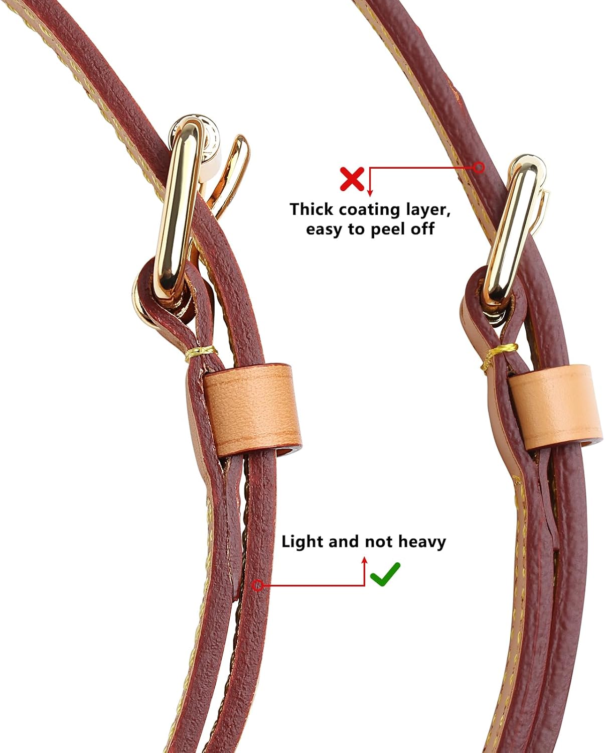 jiesinlov Genuine Vachetta Leather Replacement Bags Thin Short Purse Strap Shoulder Straps for Multi Pochette Boulogne Pouchette Montaigne Accessories (Width:0.43in&Length:23.6in)