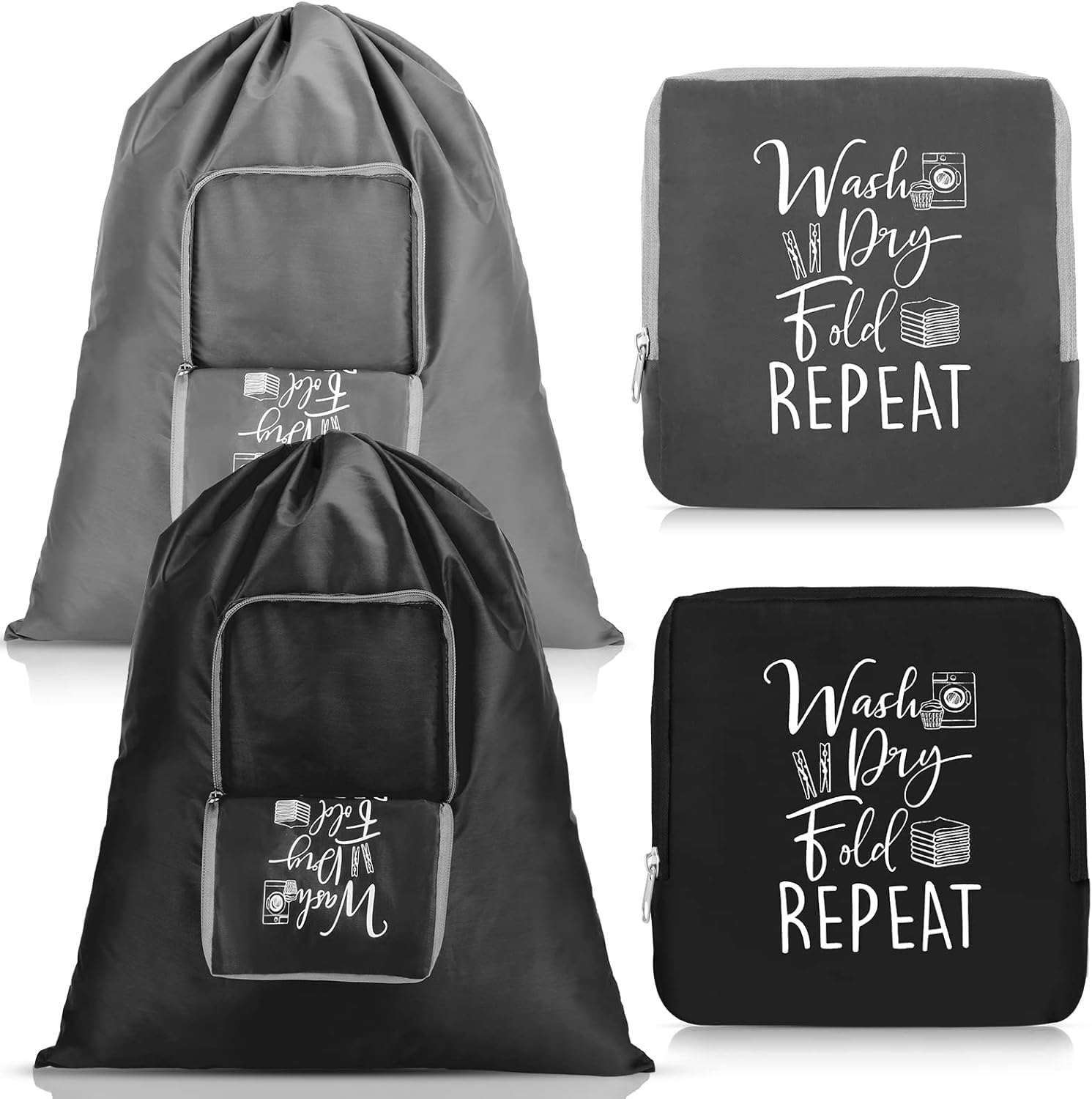 Foldable Travel Laundry Bag with Drawstring Closure 21 x 22