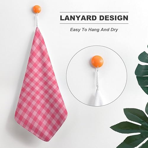 Miniatura 5 de Decorative Hand Towels for Bathroom - Retro Pink Plaid Print Soft Absorbent Small Bath Hand Towels for Kitchen, Farmhouse, Spa, Hotel, Guest Tea and