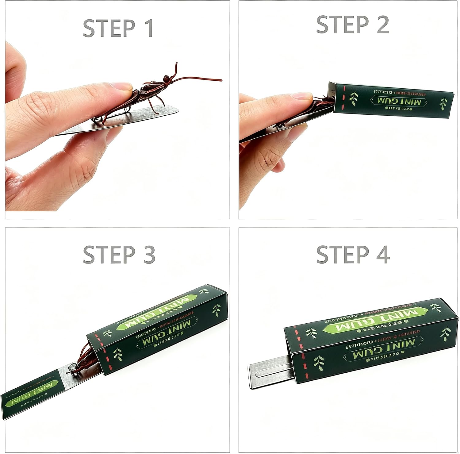 Cooplay 4PCS Roaches Prank Chewing Gum Spoof Cockroach Head Toys Gadget Insert Fake Practical Joke with Package Realistic Shocking Pull Trick Novelty Adult Funny Halloween Fool's Day Christmas Party image 2