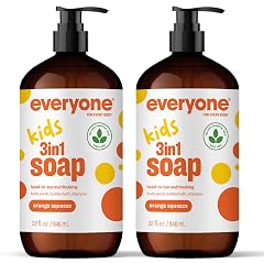 Everyone 3-in-1 Kids Soap Body Wash Bubble Bath Shampoo 32 Ounce Pack of 2 Orange Squeeze Coconut Cleanser