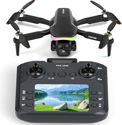 Dron con control remoto de pantalla de cámara 4K, luz LED RGB FPV Drone Quadcopter para adultos principiantes, modo sin cabeza Posicionamiento de