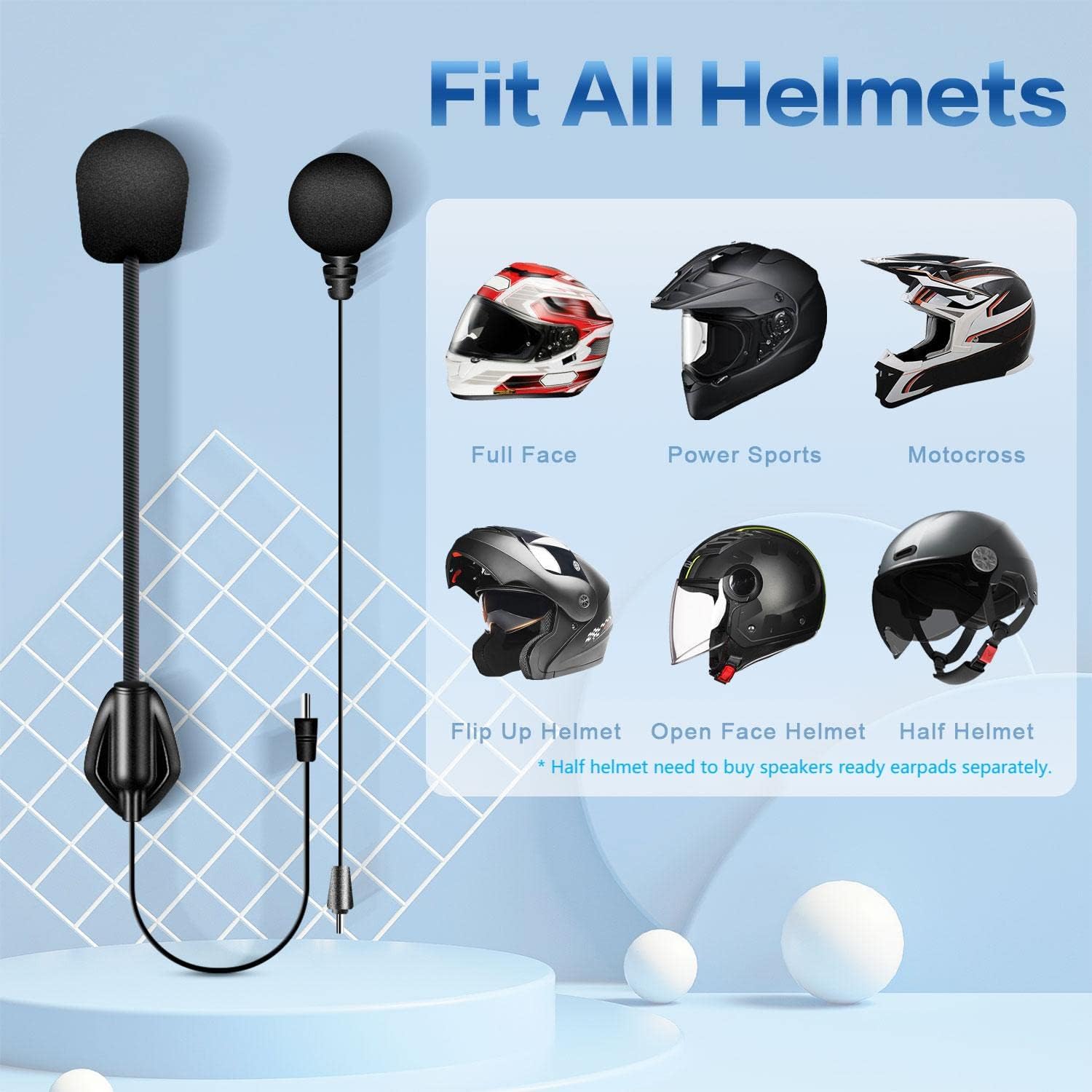 FODSPORTS Motorcycle Bluetooth Headsets Communicaton System FX6S Helmet Intercom LED Screen 6 Riders Use On Charge/Voice Dial Universal Motorbike Communicator for ATV Dirtbike 2 Pack : Electronics