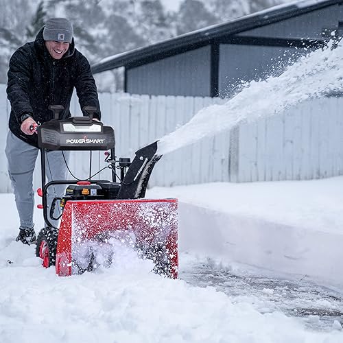 Miniatura 5 de PowerSmart Soplador de nieve a gas de 24 pulgadas. Motor B&S de 208 cc con arranque eléctrico, calentador de mango, autopropulsado, soplador de