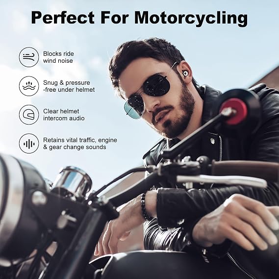 2 Pairs 33dB Wind Reduction Silicone Earplugs for Motorcycle | Light 4g silicone, helmet & side sleep friendly, reusable S/M/L plugs, portable case, blocks wind snoring noise
