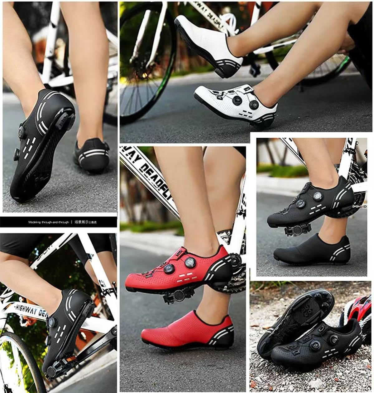 Cycling Shoes Men & Women Road/MTB – SPD Self-Locking System, Lightweight & Breathable Bike Shoes with Flat Sole for Road & Off-Road (Unisex)